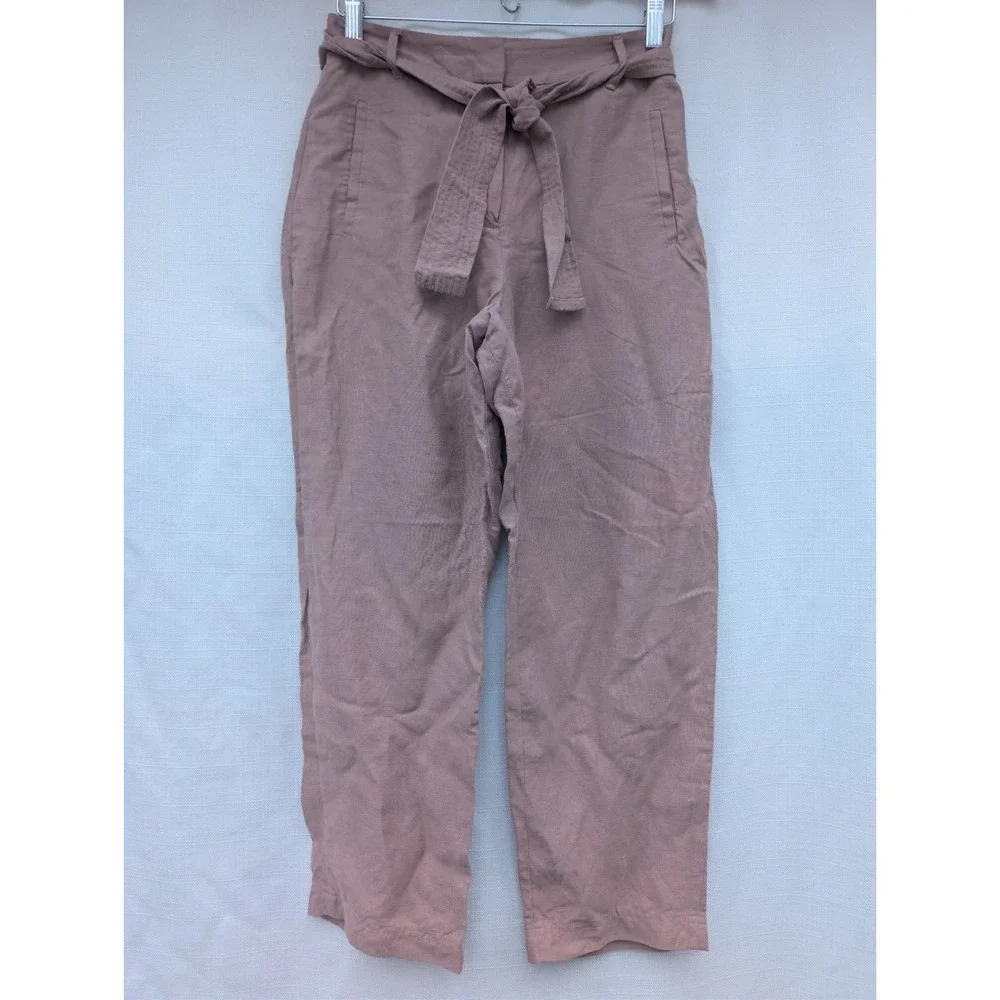 WILFRED Jallade Pants Womens 4 Brown Linen Quiet Luxury Minimalist Officecore